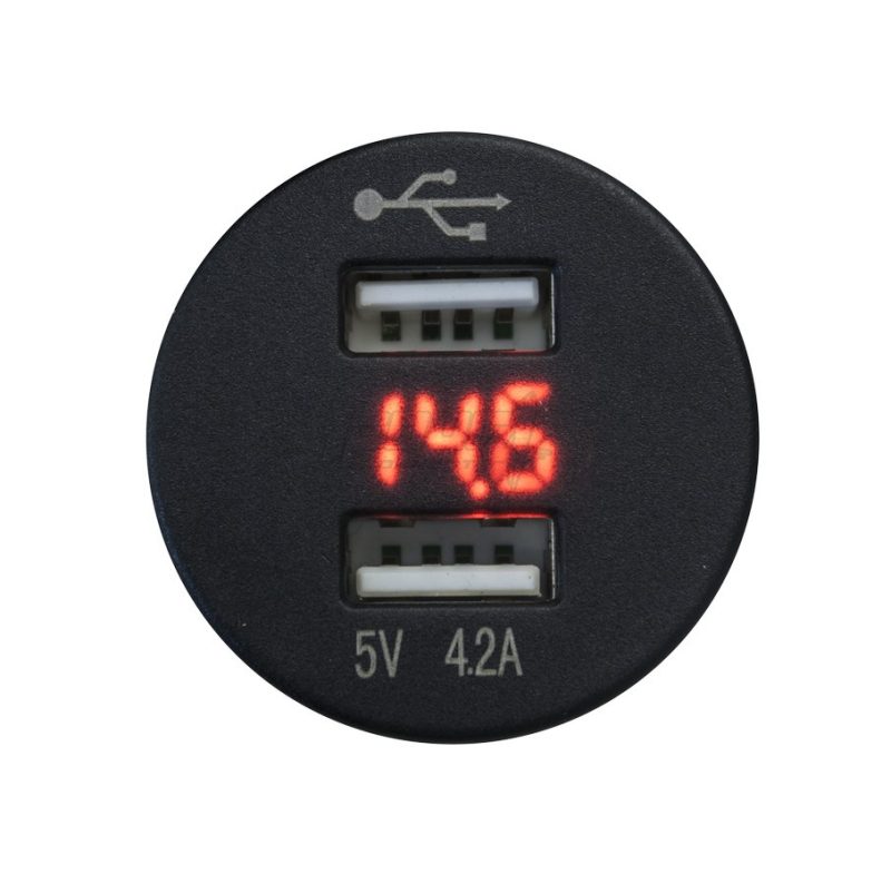 FOUR Connect 4-600156 vedenpitävä USB-pistorasia jännitenäytöllä