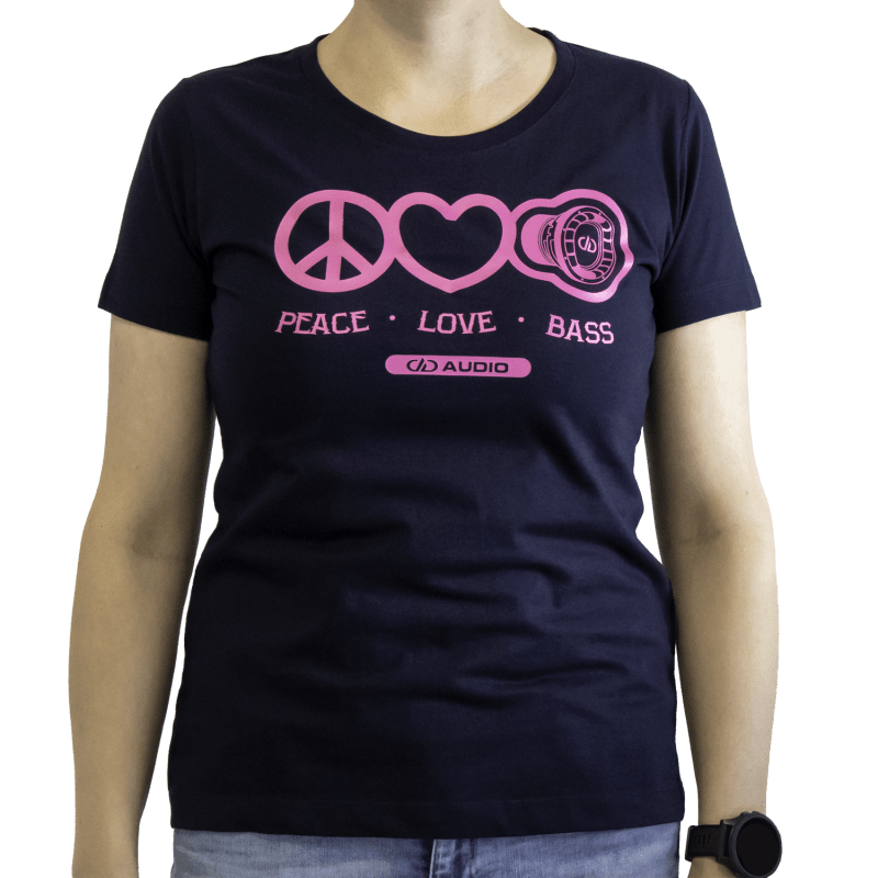 DD Women′s t-shirt L Navy Love Peace & Bass