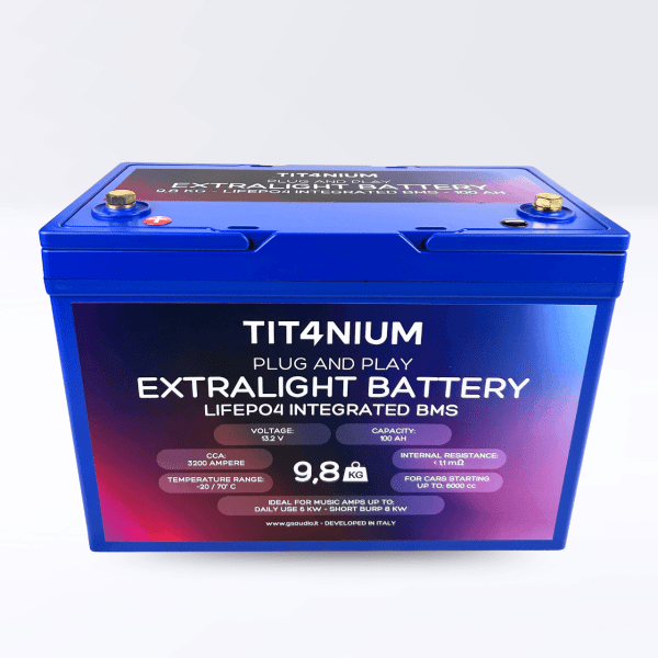 TIT4NIUM 100Ah-M8 Battery - CCA:3200A LifePo4 13.2V (30,5*21*16,8cm)