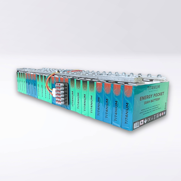 LTO TITANIUM 14.4V 140Ah Battery - 24 Cells with BMS and Bars - 17.5x69.6x12cm